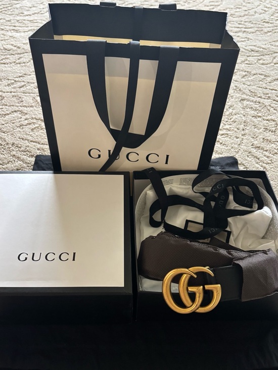 Gucci Accessories - Gucci Leather Belt with Gold Double G Buckle